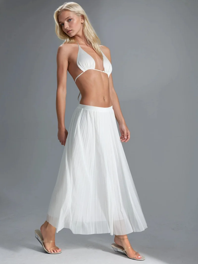 بوسيم BUSEM High Waist Tulle Maxi Skirt